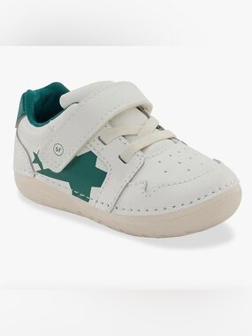 Stride Rite White & Teal Star Velcro Toddler Sneaker
